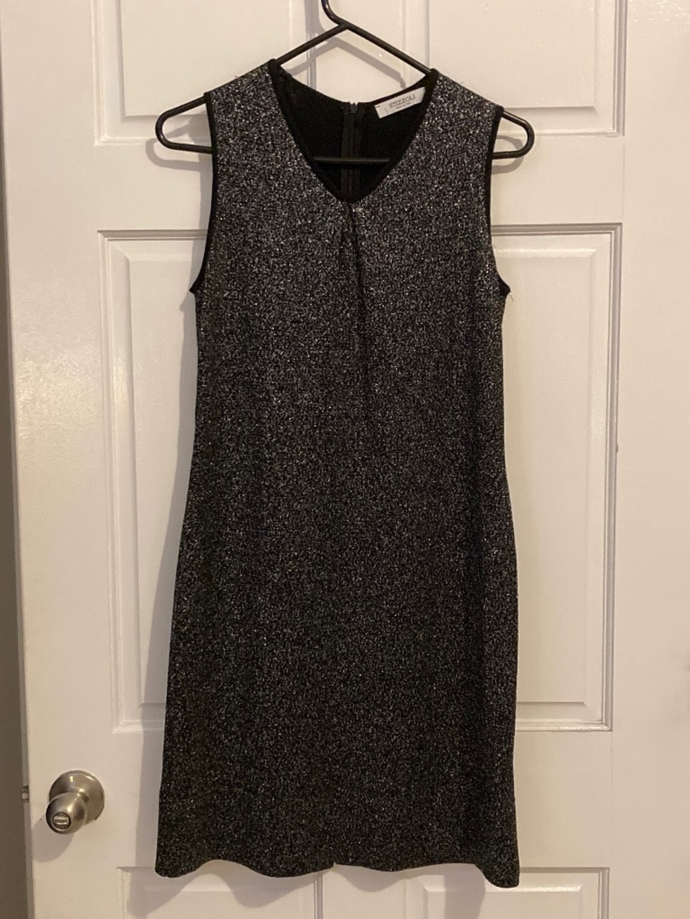 Stizzoli Sparkly Black Wool Blend Sweater Shift Dress Sleeveless